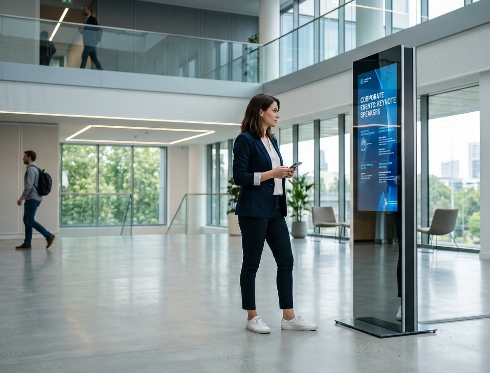 Nowoczesna przestrzeń wyposażona w system Digital Signage